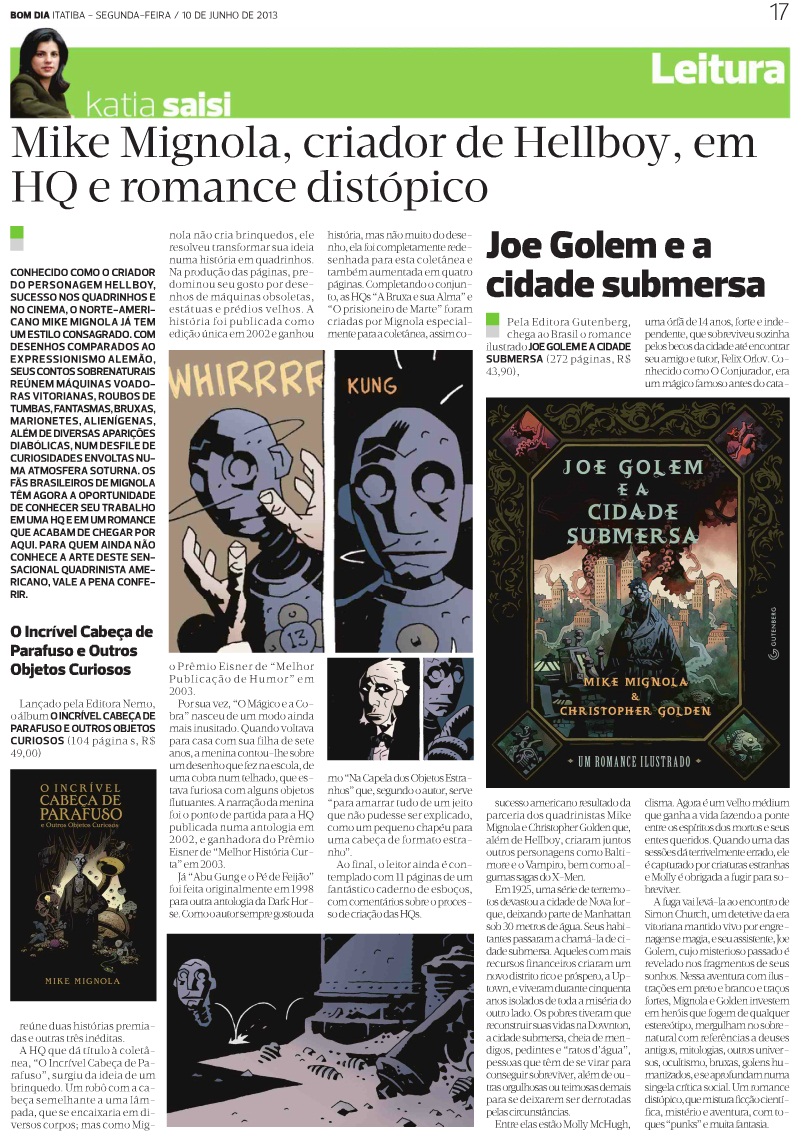 Mike Mignola, criador de Hellboy, em HQ e romance distópico