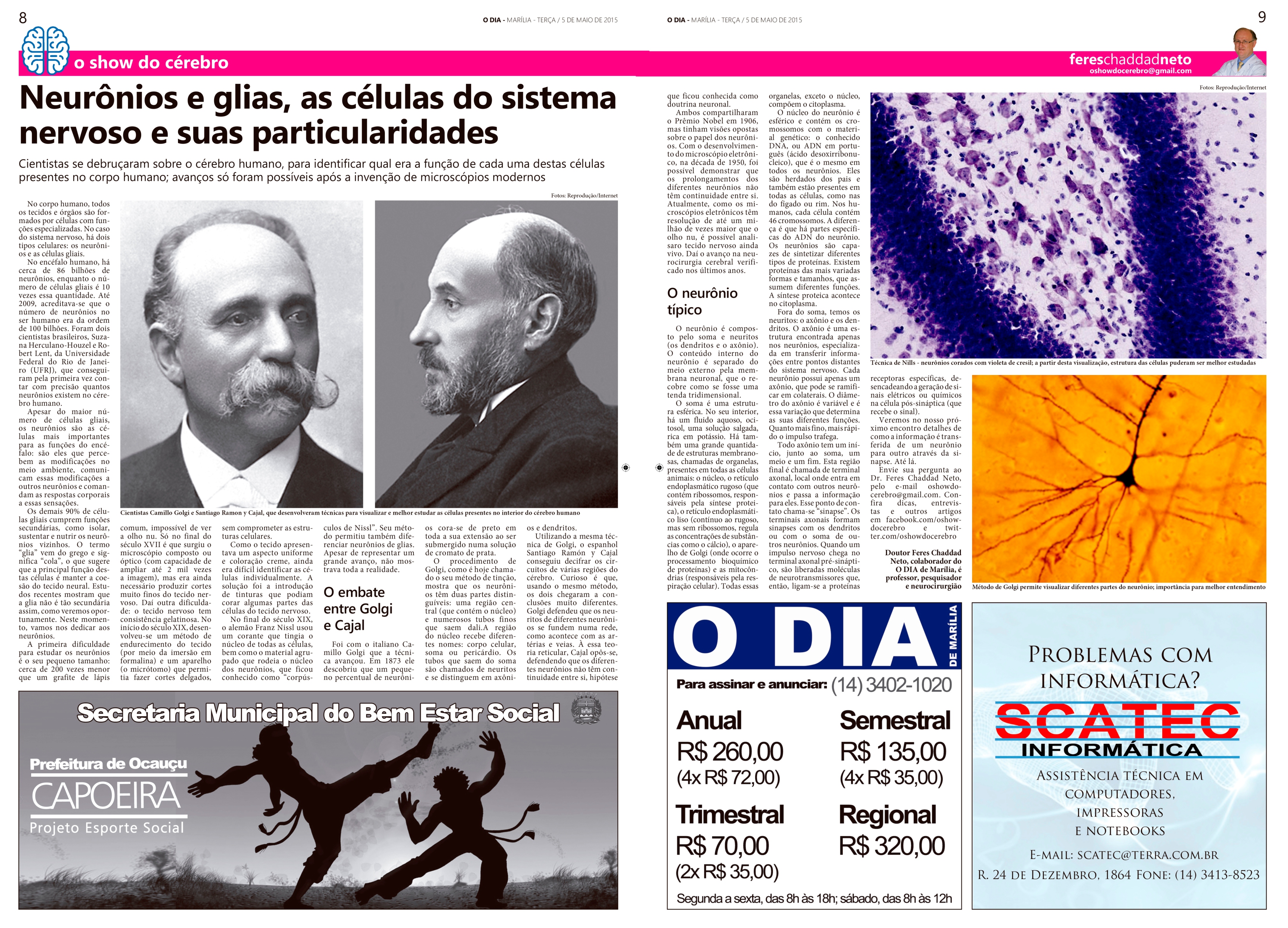 Coluna O Show do Cérebro no jornal O Dia - 05/05/2015